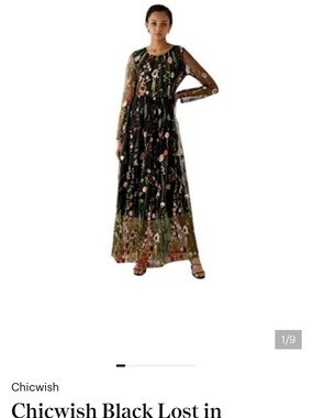 Chicwish Black Floral Embroidered Maxi Dress